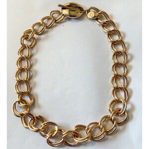 Liz Claiborne Gold Tone Chunky Double Link Chain Necklace With Decorative Toggle